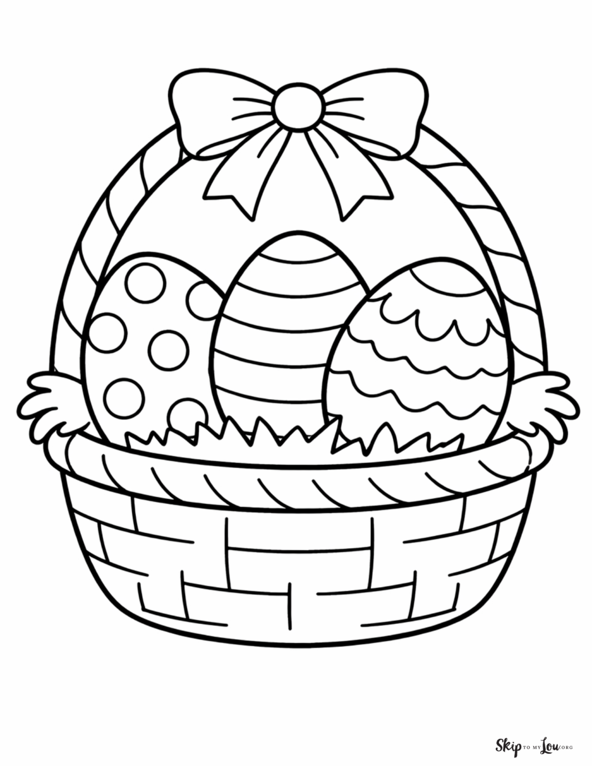 easter basket with easter eggs coloring page