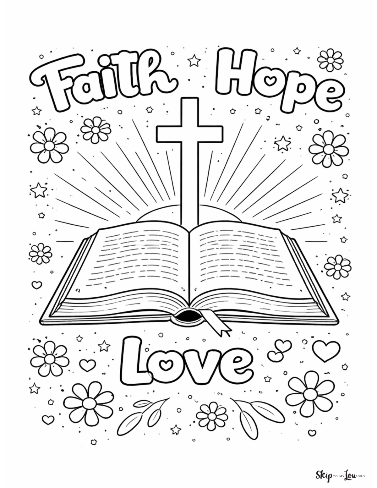 faith hope love coloring page christian printable coloring sheet