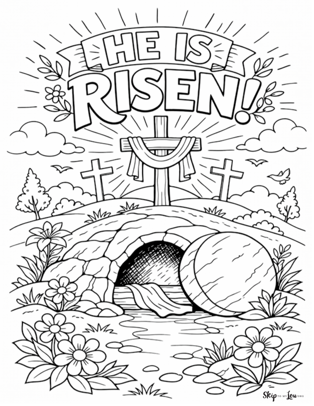 he is risen coloring page printable religious easter coloring page