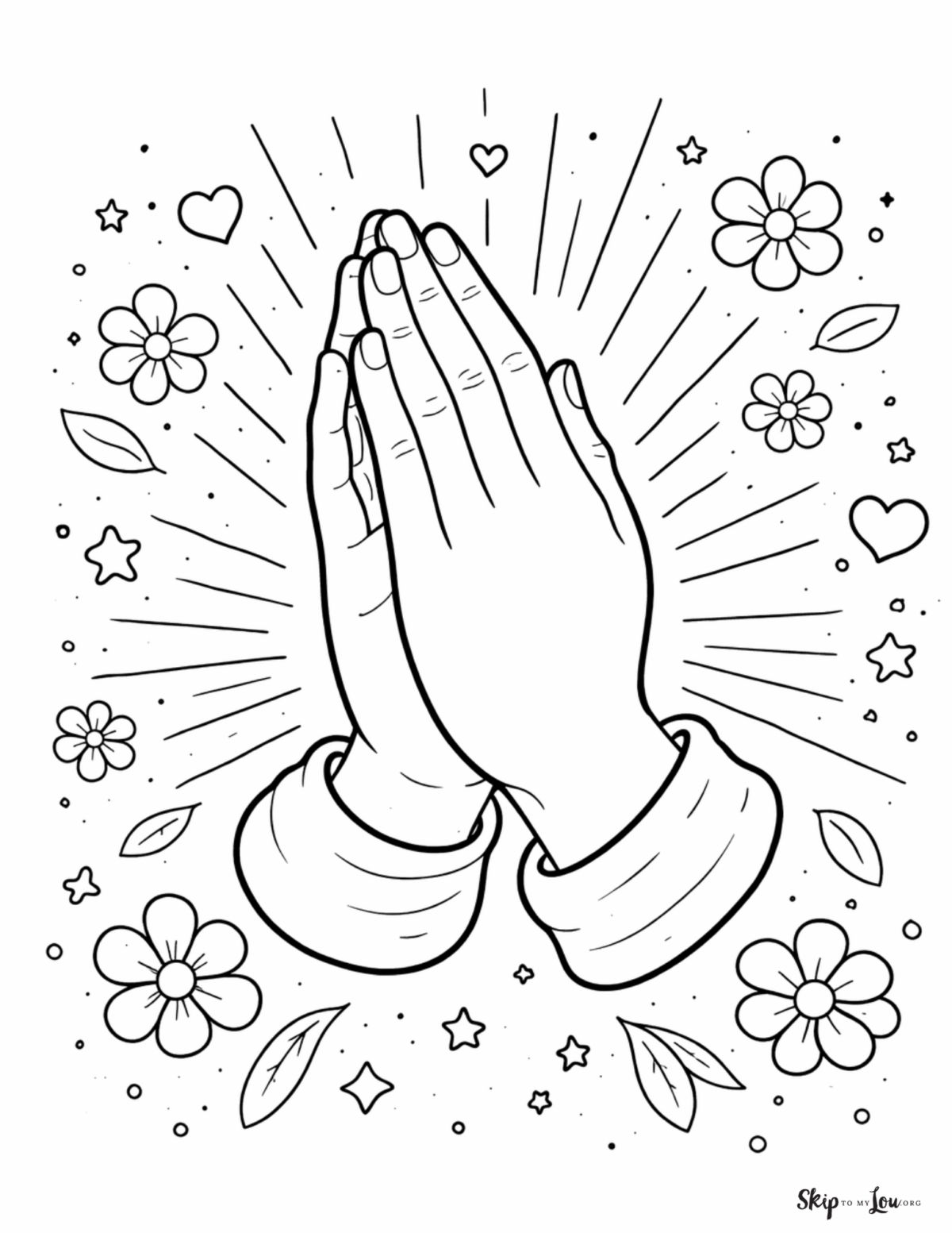 praying hands coloring page christian printable prayer coloring sheet