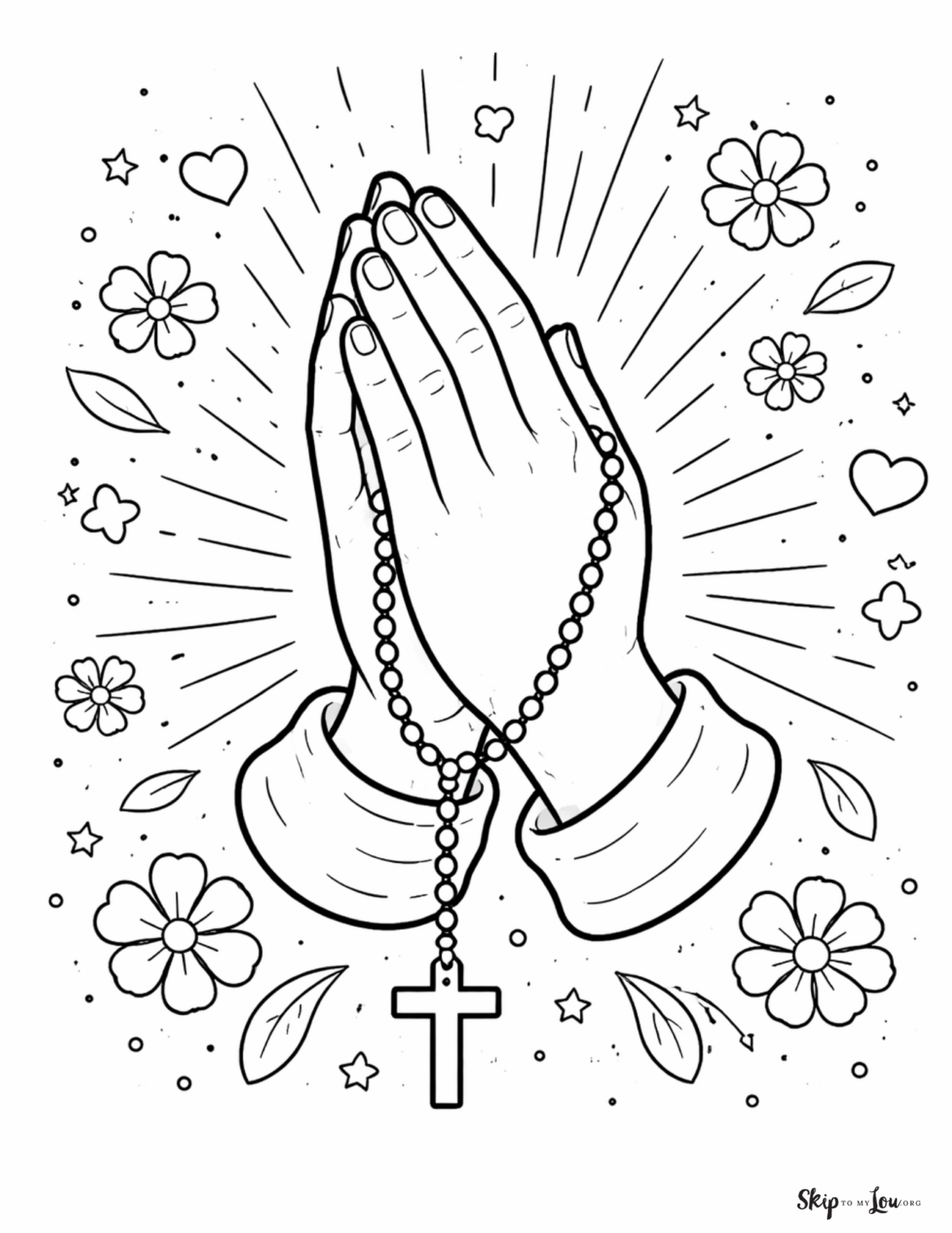 praying hands with rosary