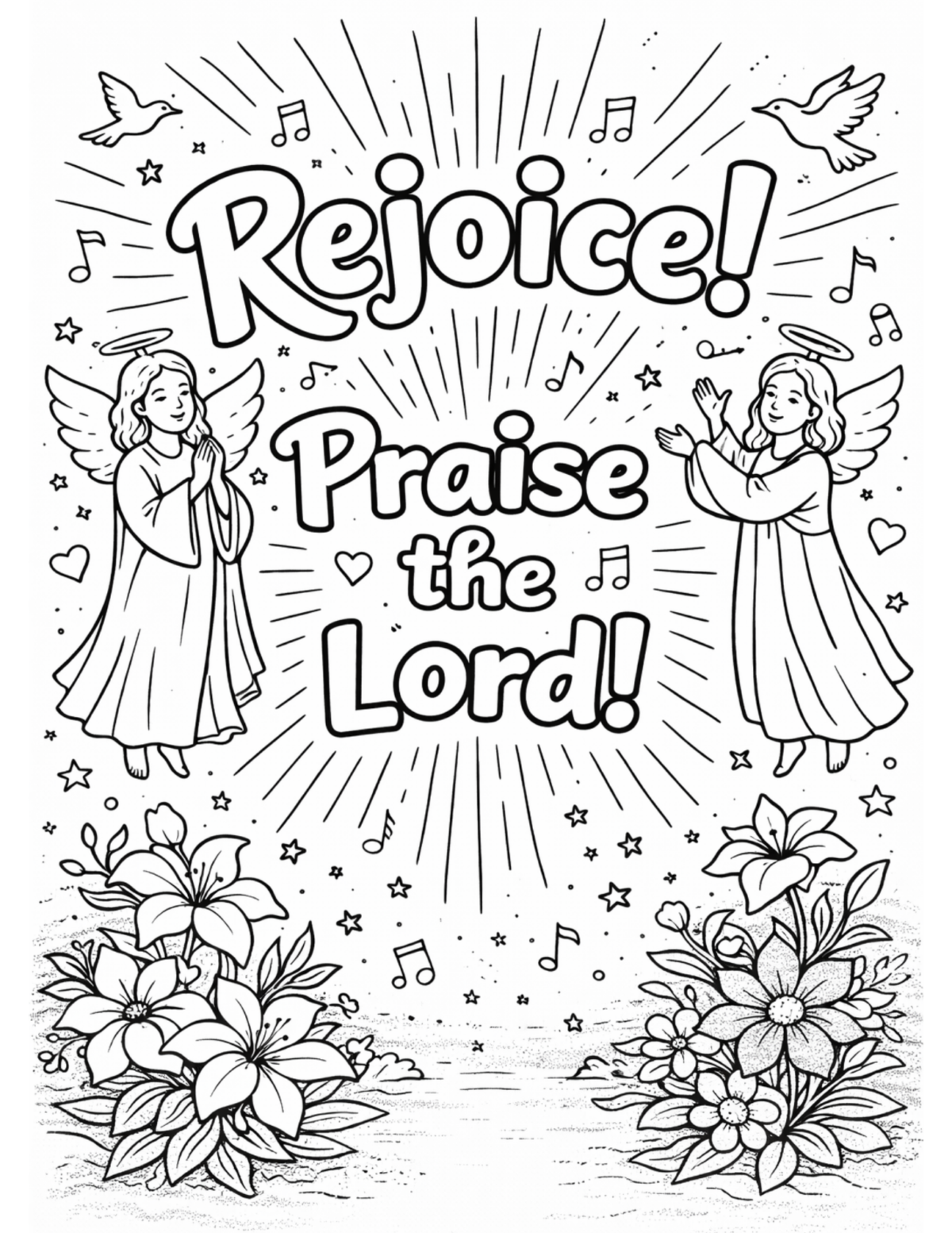 rejoice praise the Lord coloring page