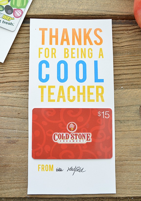 thanks for being a cool teacher gift card holder