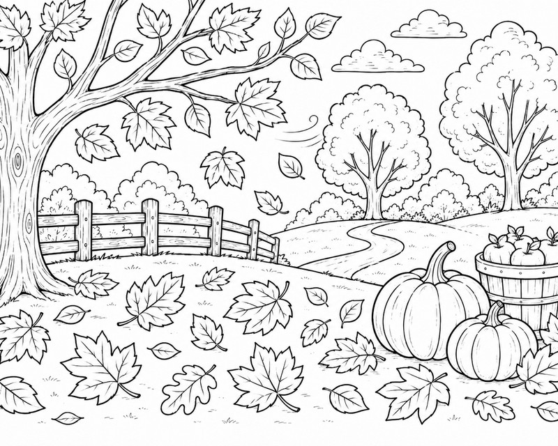 intricate fall coloring page