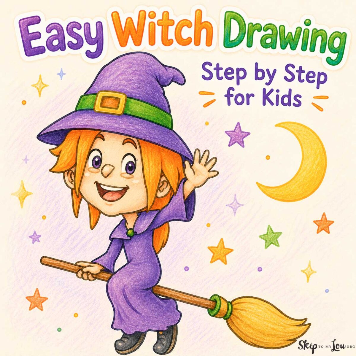 easy witch drawing step by step for kids