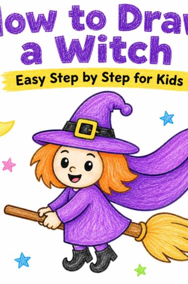how to draw a witch easy step by step for kids
