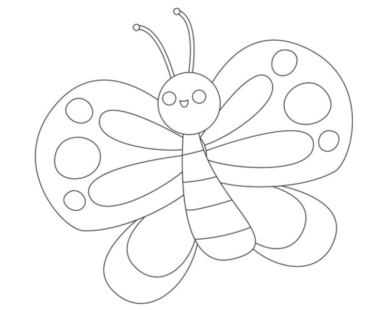 Easy butterfly coloring page for preschoolers with simple bold outlines